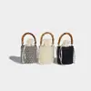 Bolsa Saco com Cordão Design Original para Mulheres 2024 Nova Bolsa com Corrente de Pérolas Bolsa Carteiro Bolsa de Bambu Bolsa de Ombro Único Transversal