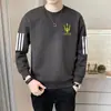 Moletom masculino, novo modelo primavera e outono 2025, gola redonda, corte solto, blusa de outono sem capuz, jaqueta de manga comprida para adolescentes