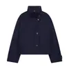 Comercio Exterior Al Por Mayor Otoño Nueva Moda Casual Versátil Estilo Botones Corto Cuello Alto Manga Larga Lana Chaqueta Abrigo