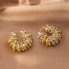 Pendientes de Aro Espiral con Abalorios Estilo Europeo y Americano Aro de Primavera Tendencia Brazaletes para Oreja Lujo Ligero Pendientes Minimalistas Nicho Sensación de Alta Gama