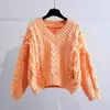 Suéter con cuello en V y torsión de borlas para mujer, Otoño e Invierno, Nuevo estilo coreano, Holgado, Adelgazante, Color liso, Moda, Prendas de abrigo versátiles, Suéter