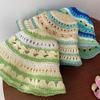 Sombrero de paja tejido con recortes y bloques de color francés para mujer, ideal para vacaciones en la playa, con protección solar y ala ancha, ideal para pescador.