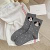 Meias Brancas Mekki para Mulheres, Algodão Primavera e Outono Novo Estilo Meia-Calça Ins Urso Meias Maternidade Sem Costura, Meias Longas Fofas de Desenho Animado
