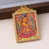 Thangka semi-pintado à mão em estilo tibetano com tinta dourada, retratando os Oito Grandes Deuses Guardiões, incluindo os Cinco Senhores, Manjushri, Zaki Lhamo, os Deuses Amarelo e Preto da Riqueza, e Mahakala