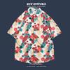 Camisa floral de manga corta para vacaciones de verano en la playa transfronterizas, camisa hawaiana de moda para hombre, camisa holgada de playa para parejas