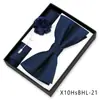 Conjunto de Tres Piezas para Hombre: Pajarita, Pañuelo Cuadrado, Broche en una Caja de Regalo para Boda, Padrinos de Boda, Traje, Decoración de Camisa, Pajarita, Corbata Mariposa