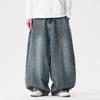 Novos Jeans Plus Size Estilo Japonês Estilo Hong Kong Calças Bloomers Masculinas Estilo Americano Moderno Perna Reta Solta Perna Larga Primavera e Verão 2025