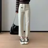 Jeans de mujer de cintura alta, nuevos pantalones rectos de otoño, adelgazantes y que realzan la altura, versátiles pantalones rectos tipo baguette H082407