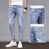 Pantalones vaqueros para hombre, novedad de 2023, marca de moda, de verano, finos, ajustados, ajustados, para primavera y otoño, elásticos, de nueve puntos, informales, para hombre.