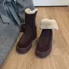 Botas Peludas de Suela Gruesa Estilo Retro 2026 Nuevo Estilo Versátiles de Dos Usos Cálidas Puntera Redonda Botines Cortos con Forro Polar Invierno Botas de Nieve para Mujer