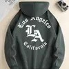 Moletom com Capuz Espesso Masculino - Pulôver com Zíper Preto, Estampa La California, Bolsão Canguru