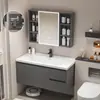 Juego de gabinete de baño de aleación de aluminio tipo panal, que incluye lavabo cerámico, lavamanos y mueble tocador con espejo