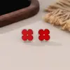 Aretes de Concha de Trébol de Cuatro Hojas para Mujer, Lujo Accesible, Modernos Estilo Nuevo 2025, Aretes Sencillos y de Alta Gama, Regalos para Novias