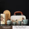 Juego de té de estilo chino cultural y creativo, completo con una tetera, tres tazas y un recipiente para té, empaquetado en una caja de regalo de Dunhuang, adecuado como regalo o recuerdo