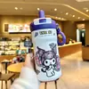 Termo de Paja Kuromi Sanrio para Niños, Taza de Agua Portátil con Popote para Niñas, Estudiantes de Primaria para Ir a la Escuela