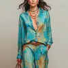 Conjunto de moda transfronterizo otoño/invierno 2026 de marca independiente europea y americana para mujer: Conjunto casual de dos piezas con top estampado estilo francés y pantalón largo