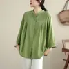 Nueva ropa de mujer de talla grande hecha a medida para verano y otoño, camisa cárdigan holgada para madres de mediana edad y mayores, top de manga tres cuartos que cubre el abdomen