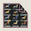 Lenço Quadrado Grande de Moda 90cm Estilo Novo Doze Cavalos de Guerra Versátil para Uso Externo Decorativo Borda Enrolada Dupla Face Heterocromático Lenço