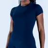 Camiseta Top Esportivo Manga Curta Alta Elasticidade Slim Secagem Rápida Sem Costura Transfronteiriço Fitness Tight Yoga Manga Curta