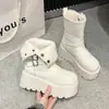 Botas de Neve Casuais com Solado Grosso de Uso Duplo para Mulheres, Nova Moda Outono/Inverno 2026 Botas Versáteis Confortáveis com Forro de Pelúcia de Cano Médio para Mulheres