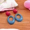Pendientes Franceses Retro Estilo Hong Kong Blanco Cremoso Exagerados Pendientes de Pintura al Óleo Perezosa Pinza para Oreja para Mujer