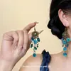 Pendientes de Borlas Azules Estilo Étnico de Nicho, Modernos y de Alta Gama, Lujo Ligero, Diseño Sofisticado, Pendientes Estilo Vacaciones