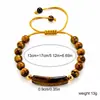 Pulsera de cuentas de piedra natural ojo de tigre y amatista, superventas transfronteriza europea y americana, con colgante largo de moda y correa de muñeca ajustable, venta al por mayor