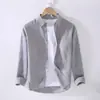 Camisas de Algodón y Lino, Camisas Finas de Lino, Tops Casuales Sueltos de Manga Larga para Hombre, Ropa Interior Blanca, Tendencia Primavera y Otoño