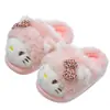 Chinelos de Algodão para Meninas de Inverno, Quentes e Peludos, para Uso em Casa, Combinando Pai e Filho, Antiderrapantes, Design de Gato Fofo, para Crianças Pequenas e Crianças Pequenas, Sapatos de Algodão com Calcanhar Fechado