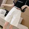 Nuevos pantalones de trabajo versátiles, pantalones de pierna ancha, shorts de cintura alta con cinturón, pantalones de longitud media para usar en verano