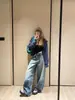 Únicos, modernos, estilo callejero americano, con puño, deshilachados, lavados, desgastados, holgados, de pierna ancha, casuales, jeans de corte curvo, versátiles y nuevos