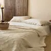 Estilo Wabi-Sabi 21% Lino 79% Algodón Cubre Cama Acolchado Multifuncional, Sábana de Cama Suave y Transpirable de Lino Color Natural