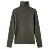 Camiseta base de punto de seda de morera y cachemira de cuello semi-alto disponible en stock para otoño e invierno, corte ajustado, agradable para la piel, suéter de felpa de lujo ligero