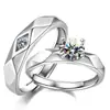 Anillos Modernos de Extremo Abierto para Hombres y Mujeres, Anillos de Boda con Diamantes Simulados, Suministro de Celebridades de Internet para Comercio Exterior, Anillos de Pareja, Anillos de Venta Directa de Fábrica