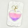 Llavero colgante de pompón de corazón multicolor, adorno colgante para coche, pequeño corazón de durazno de felpa con estampado de leopardo, accesorios de joyería al por mayor