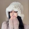 Gorro de peluche blanco de piel de conejo real para niños, otoño e invierno, cálido, con protección para las orejas, gorro de pescador de punto de piel