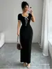 Comércio Exterior Transfronteiriço Vestido de Tricô Feminino Cor Sólida Gola Diamante Doce Romântico Laço Ajustado Amazon