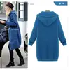 9729 outono e inverno Amazon mais vendido suéter feminino longo plus veludo bolso com capuz zíper trench coat casaco feminino