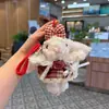 Nuevo Llavero de Conejo de Orejas Caídas Lindo para Coche, Nuevo Colgante de Bolso de Gato con Lazo de Encaje y Falda de Cuadros