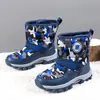 Botas de nieve para niños transfronterizas 2023, nuevas, con garra de hierro, antideslizantes, cálidas, acolchadas de algodón, zapatos grandes de algodón, botas impermeables de camuflaje