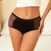 Ropa interior de cuatro capas fisiológica de estilo europeo y americano con encaje, no es un tampón, pantalones para la menstruación, anti-fugas laterales, transpirable, talla grande, ropa interior menstrual