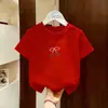 Camiseta Manga Curta para Meninas 2026 Verão Novo Estilo para Crianças Pequenas e Médias, Top Estiloso de Algodão Puro com Desenho, Camiseta Básica Fofa e Fashion