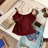 Chaleco Estilo Chica Caliente con Diseño Falso de Dos Piezas, Corte con Lazo, Espalda Bonita, Camisola Interior con Copas Fijas, Patchwork de Bloques de Color, Chaleco Básico para Mujer