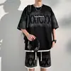 Conjunto de ropa de trabajo estilo americano para hombre, atuendo casual holgado de verano, un conjunto completo de manga corta, nueva marca deportiva de moda 2026 pantalones cortos
