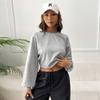 Ropa Europea y Americana Transfronteriza Sudadera de Cintura con Cordón al Ombligo de Cintura Alta Ropa Exterior Corta Versión Grande Suelta Camiseta de Manga Larga