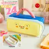 Bolsa de Lápices de Gran Capacidad con Dibujos Animados Lindos y Combinación de Colores Huhu para Estudiantes de Secundaria Estuche Portátil Multicapa Bolsa de Almacenamiento para Material de Oficina