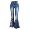 Pantalones acampanados de mezclilla para mujer transfronterizos europeos y americanos, mezclilla bordada de industria pesada 3D, pantalones de mezclilla de pierna ancha para otoño de mujer
