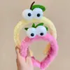 Faixa de Cabelo Fofa com Olhos Grandes Faixa de Cabelo Divertida com Rosto de Pelúcia para Lavar o Rosto Cartão de Cabelo de Frutas Limão Morango Acessórios de Cabelo para Apresentação Infantil Mulheres