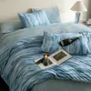 Juego de Cama de Terciopelo de Leche Otoño e Invierno Juego de Cuatro Piezas Funda de Edredón Gruesa de Terciopelo Coral de Doble Cara Sábana de Franela Individual Juego de Tres Piezas