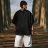 Camiseta de manga corta estilo americano de gran tamaño para hombre, de verano, de color liso, holgada, informal, estilo hip-hop para parejas, top que combina con todo.